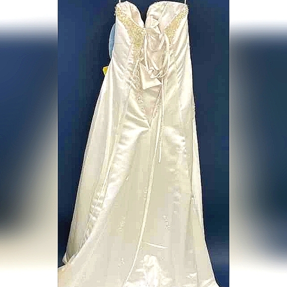 New! Tags!!! Alfred Angelo Cream Beaded Gown Size 8 - Picture 2 of 7